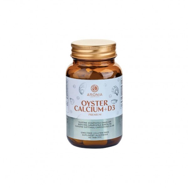 Supliment alimentar - Premium Oyster Calcium + D3 - 60 tablete cu Calciu natural si Vitamina D3 - Aronia Charlottenburg