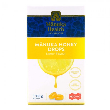 Bomboane naturale cu miere de Manuka MGO 400+ si lamaie - 65gr - Noua Zeelanda - Manuka Health Bomboane naturale cu miere de Manuka MGO 400+ si lamaie - 65gr - Noua Zeelanda - Manuka Health