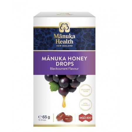 Bomboane naturale cu miere de Manuka MGO™ 400+ si coacaze - 65gr - Noua Zeelanda - Manuka Health  Bomboane naturale cu miere de Manuka MGO™ 400+ si coacaze - 65gr - Noua Zeelanda - Manuka Health