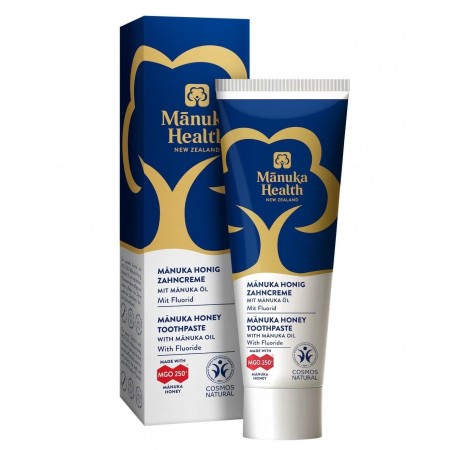 Pasta de dinti cu fluor cu miere de Manuka MGO 250+ si ulei de Manuka pentru adulti - 75ml - Manuka Health Pasta de dinti cu fluor cu miere de Manuka MGO 250+ si ulei de Manuka pentru adulti - 75ml - Manuka Health