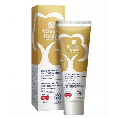 Pasta de dinti fara fluor cu miere de Manuka MGO 400+, Propolis si ulei de Manuka pentru copii si adulti - 75ml - Manuka Health Pasta de dinti fara fluor cu miere de Manuka MGO 400+, Propolis si ulei de Manuka pentru copii si adulti - 75ml - Manuka Health