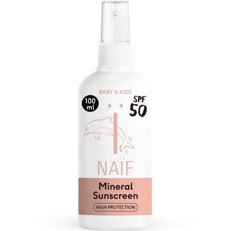 Spray cu protectie solara minerala SPF 50 pentru bebelusi si copii  - 100ml - Naïf Spray cu protectie solara minerala SPF 50 pentru bebelusi si copii  - 100ml - Naïf